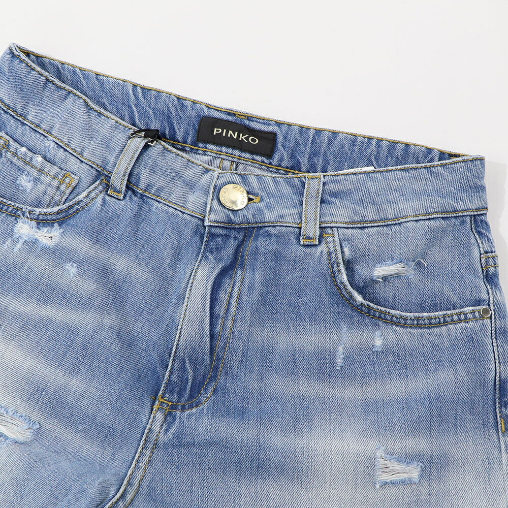 PINKO ボトムス ショートパンツ ブルー デニムパンツ ダメージ加工 1J10N0-Y649