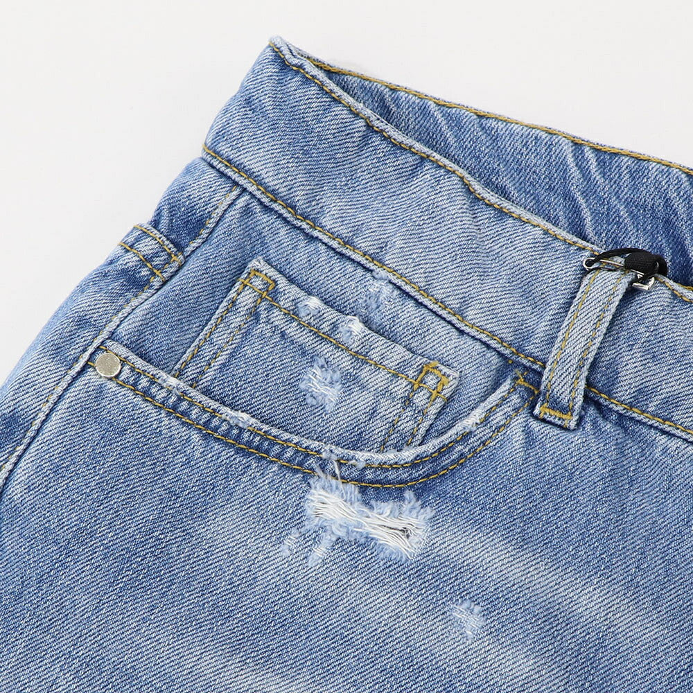 PINKO ボトムス ショートパンツ ブルー デニムパンツ ダメージ加工 1J10N0-Y649