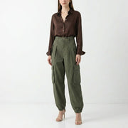 PINKO ピンコ レディース ボトムス ロングパンツ カーキ コットン カーゴパンツ 100336-A0KX