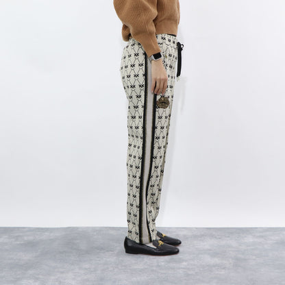 PINKO ロングパンツ ベージュ 柄 ラインパンツ センタープレス 1G172Q-Y7WM