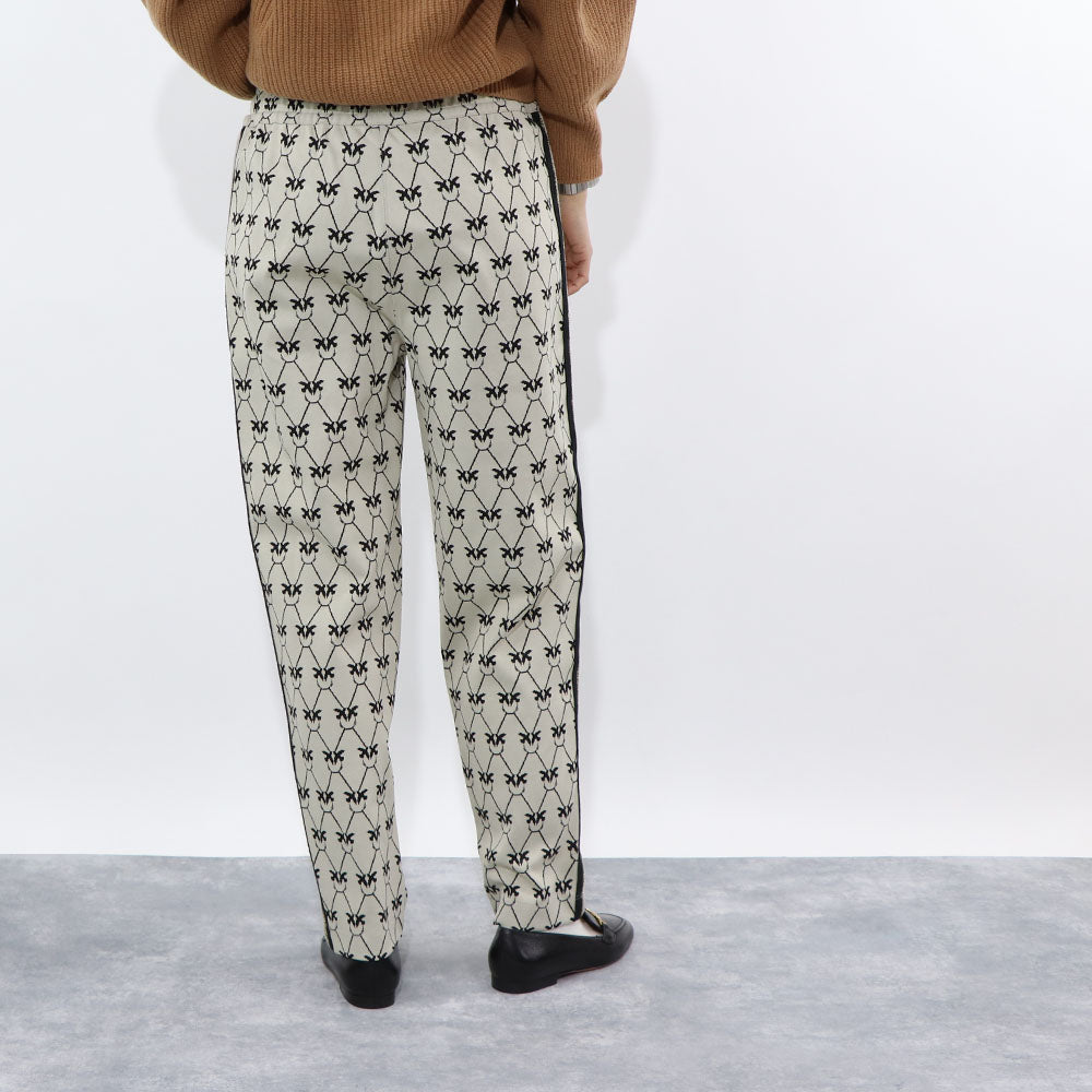 PINKO ロングパンツ ベージュ 柄 ラインパンツ センタープレス 1G172Q-Y7WM