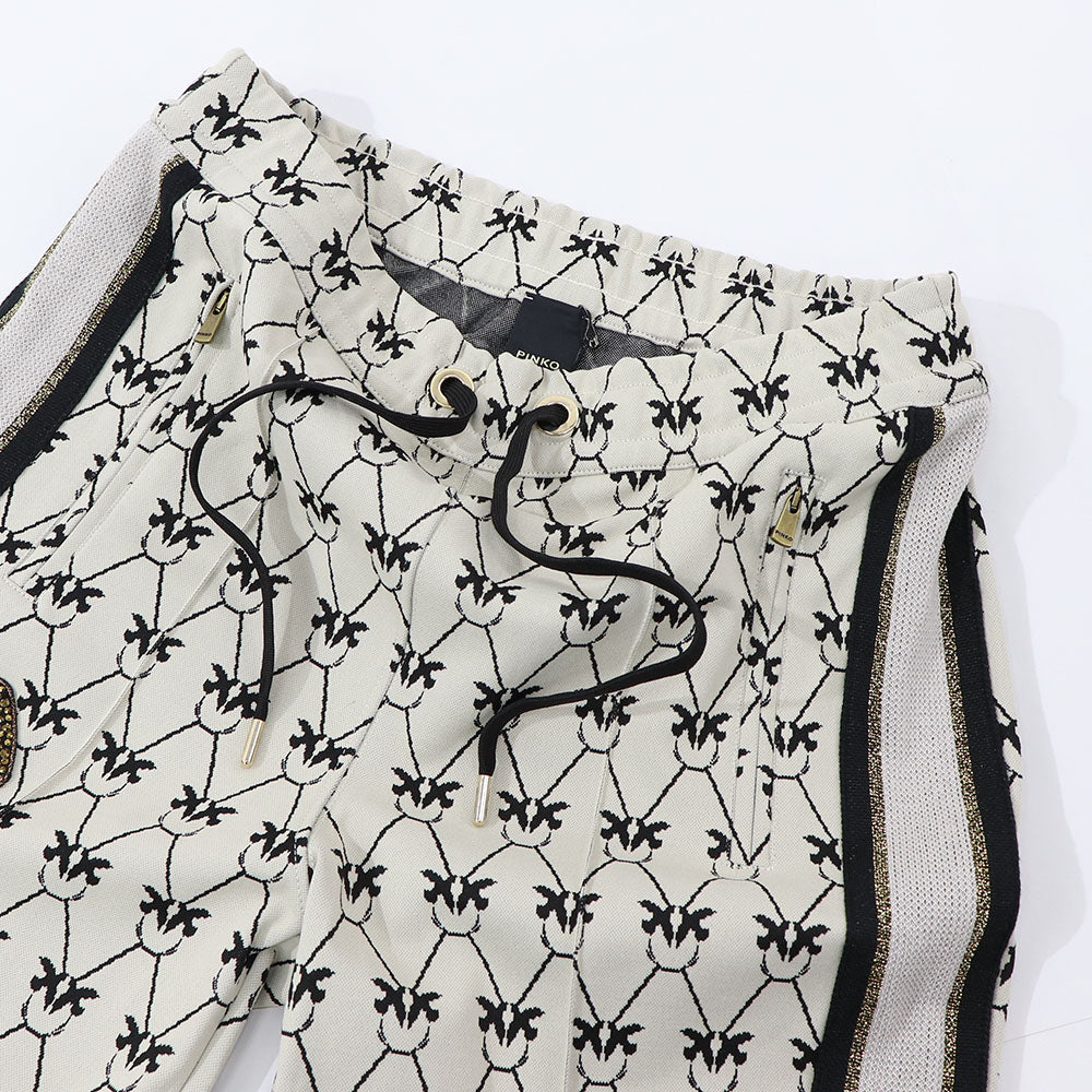 PINKO ロングパンツ ベージュ 柄 ラインパンツ センタープレス 1G172Q-Y7WM