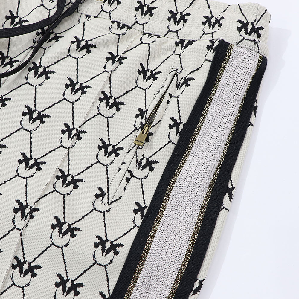 PINKO ロングパンツ ベージュ 柄 ラインパンツ センタープレス 1G172Q-Y7WM