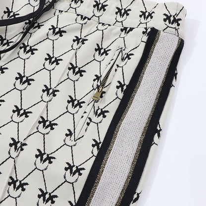 PINKO ロングパンツ ベージュ 柄 ラインパンツ センタープレス 1G172Q-Y7WM