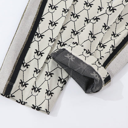 PINKO ロングパンツ ベージュ 柄 ラインパンツ センタープレス 1G172Q-Y7WM