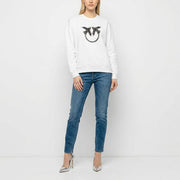 PINKO ピンコ レディース トップス スウェット・パーカー ホワイト系 コットン ビジュー付き プルオーバー 1G160Y-Y722