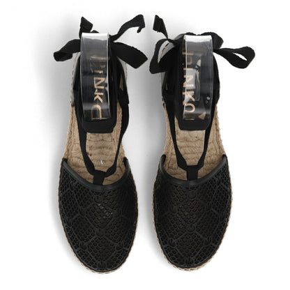 PINKO サンダル ブラック エスパドリーユ ストラップ フラット 1H2119-Y86A