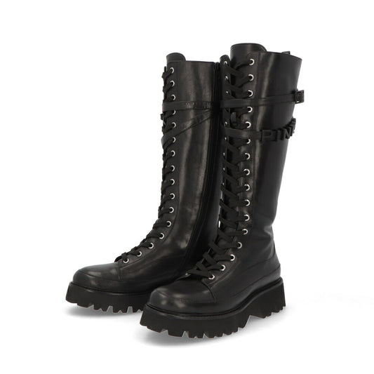 PINKO ブーツ ブラック レースアップ 厚底 ロングブーツ 1H20XU-Y7K6