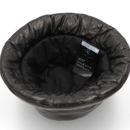 PRADA ブラック ナッパレザー バケットハット ロゴ 1HC248