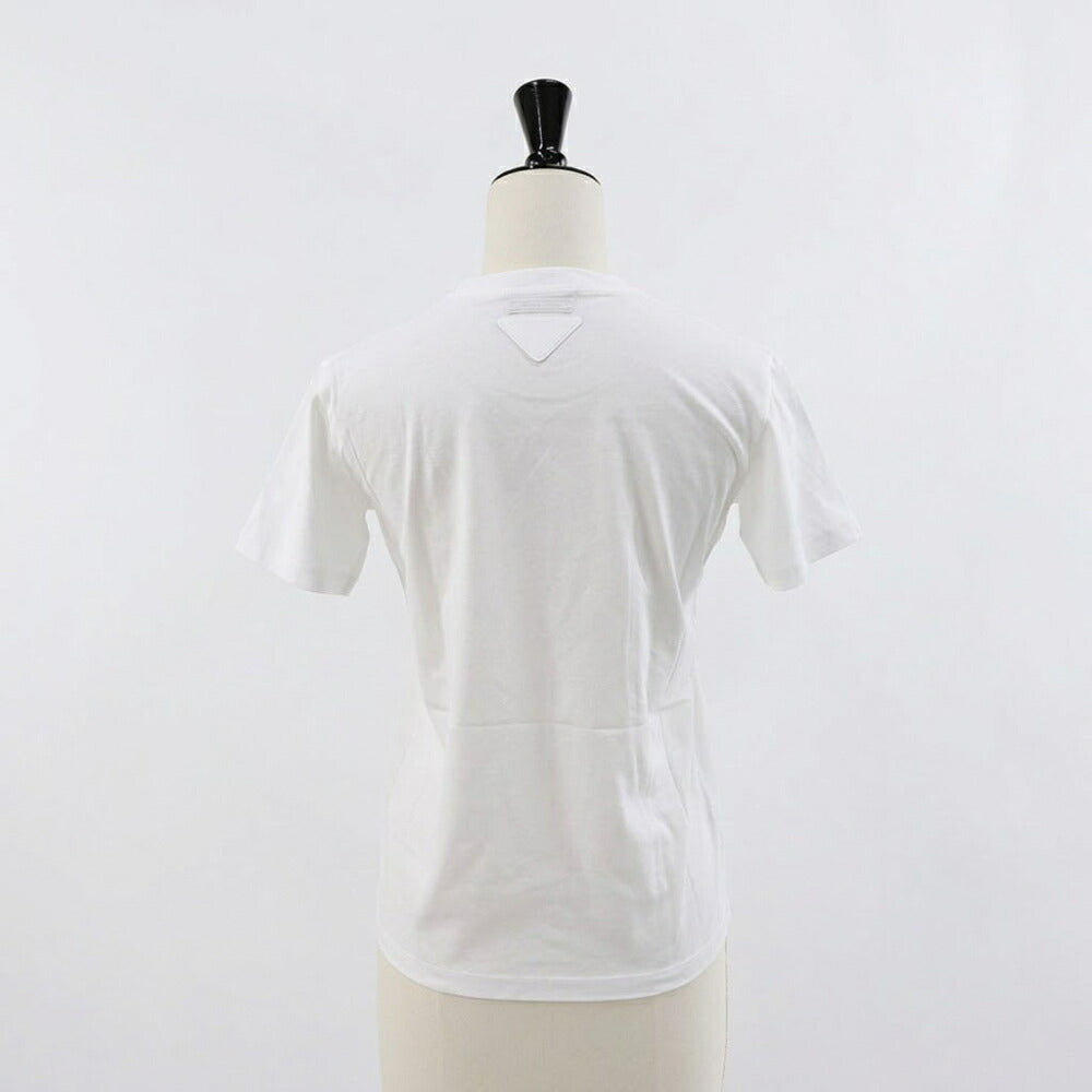 PRADA Tシャツ ホワイト 半袖 クルーネック ロゴタグ バックデザイン 半袖 35570 11CD