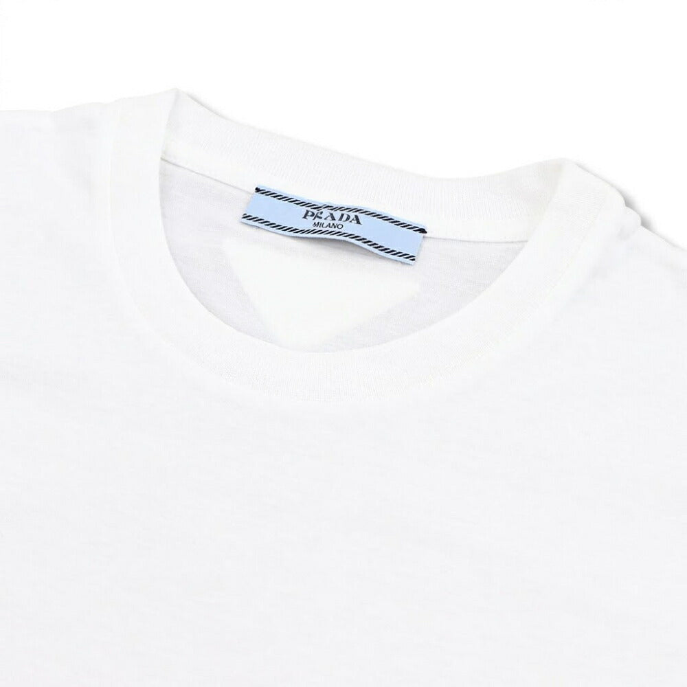 PRADA Tシャツ ホワイト 半袖 クルーネック ロゴタグ バックデザイン 半袖 35570 11CD
