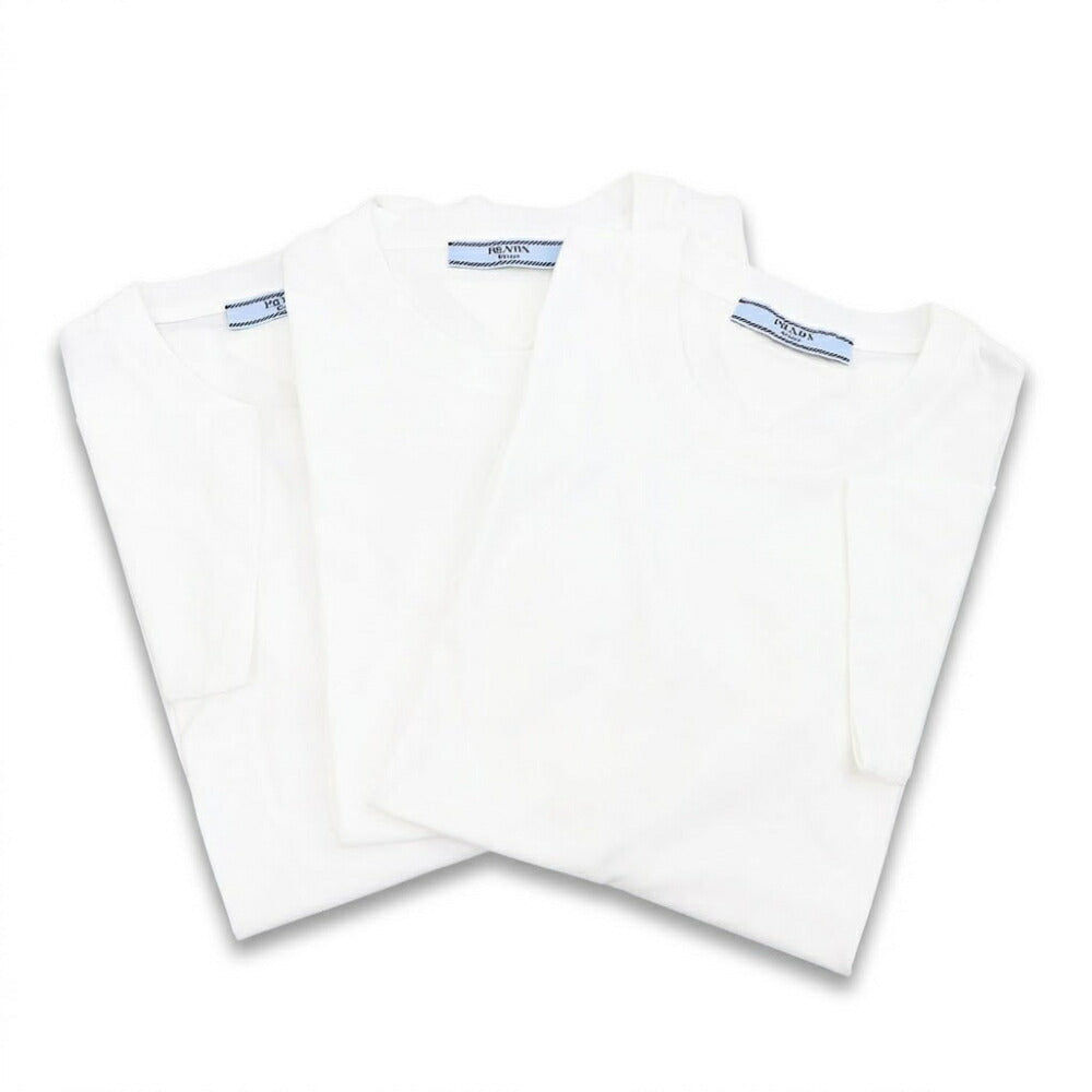 PRADA Tシャツ ホワイト 半袖 クルーネック ロゴタグ バックデザイン 半袖 35570 11CD