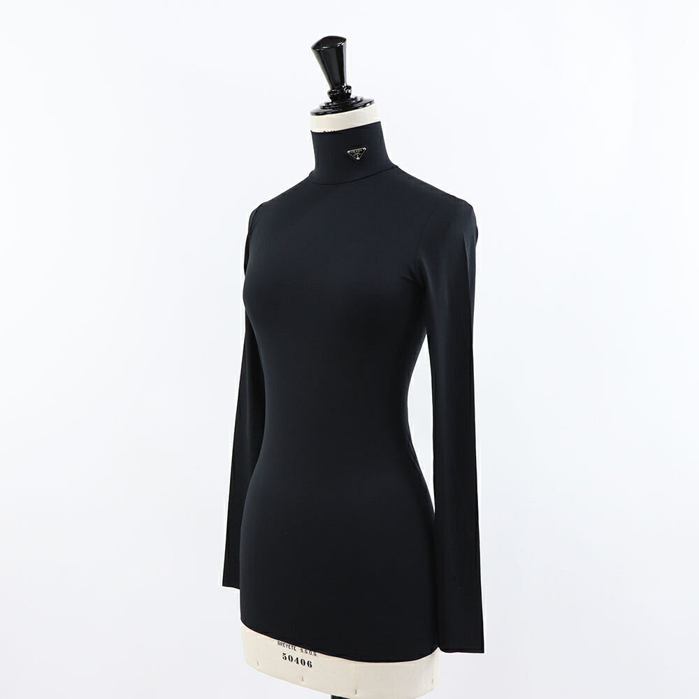 PRADA Tシャツ ジャージー タートルネック トップ ブラック インナー 39528 1068