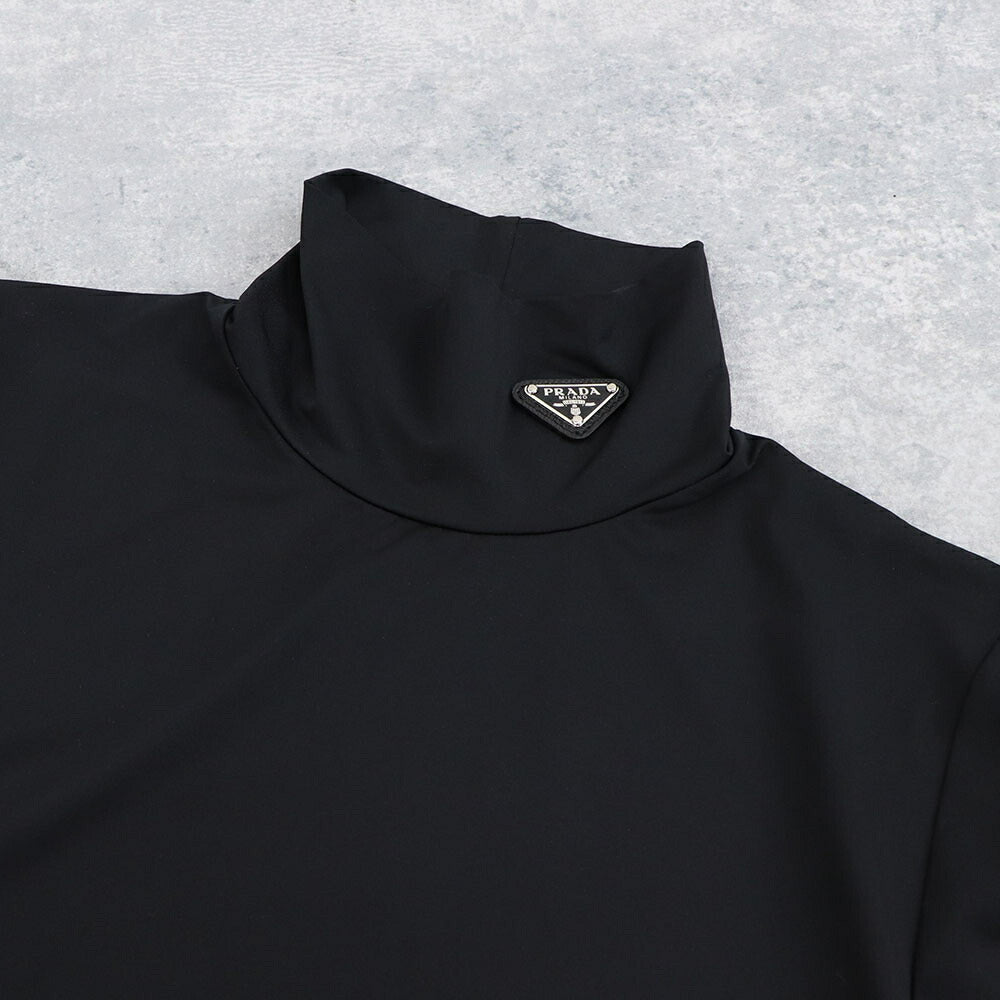 PRADA Tシャツ ジャージー タートルネック トップ ブラック インナー 39528 1068