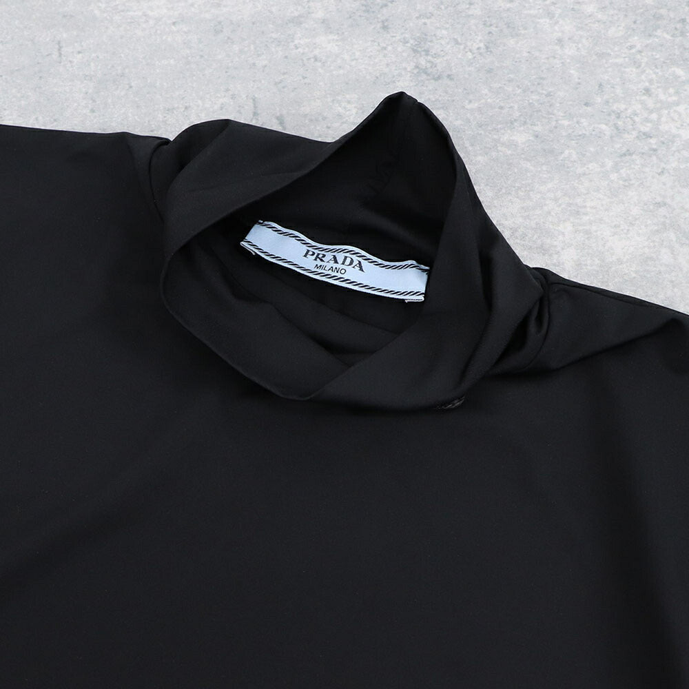 PRADA Tシャツ ジャージー タートルネック トップ ブラック インナー 39528 1068