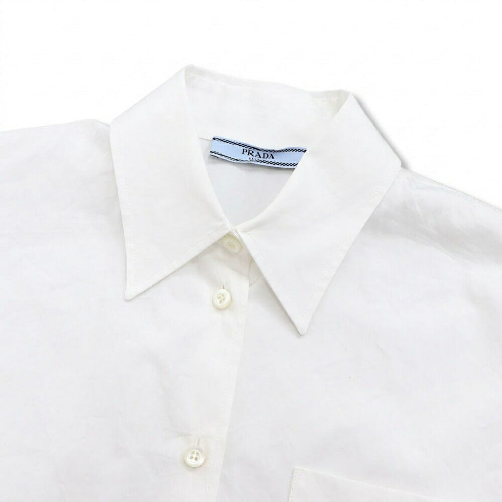 PRADA シャツ ホワイト コットン トライアングルロゴ P418GG 1XV2