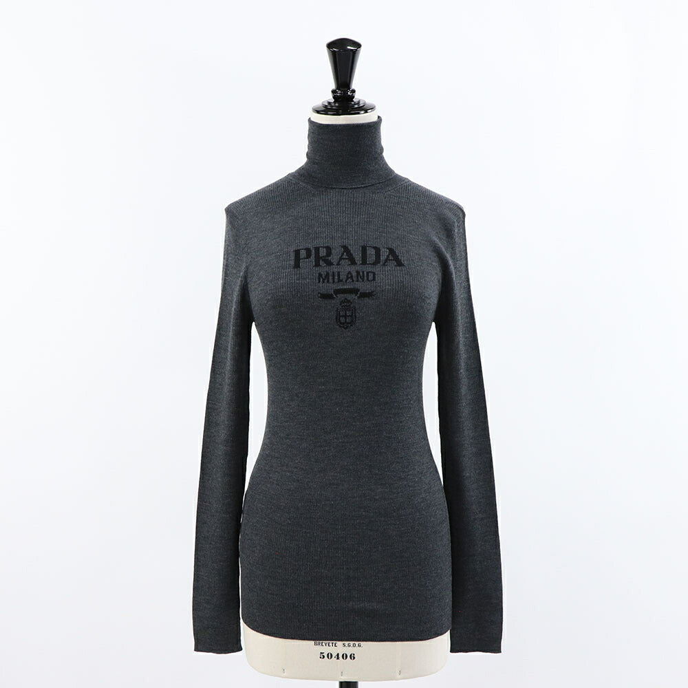 PRADA ニット ブラック タートルネック ロゴ P26445 11C8