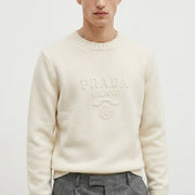 PRADA ニット メンズ ウールxカシミヤ クルーネック セーター ホワイト UMB645 13HI
