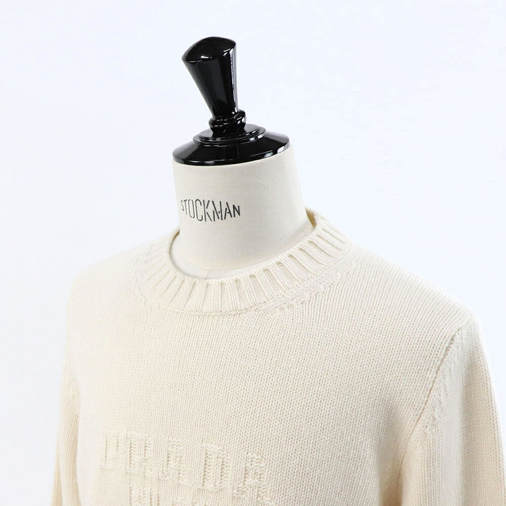PRADA ニット メンズ ウールxカシミヤ クルーネック セーター ホワイト UMB645 13HI