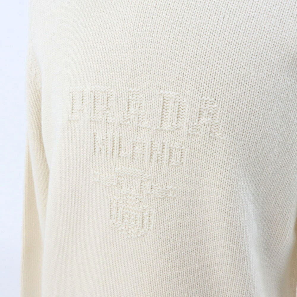 PRADA ニット メンズ ウールxカシミヤ クルーネック セーター ホワイト UMB645 13HI