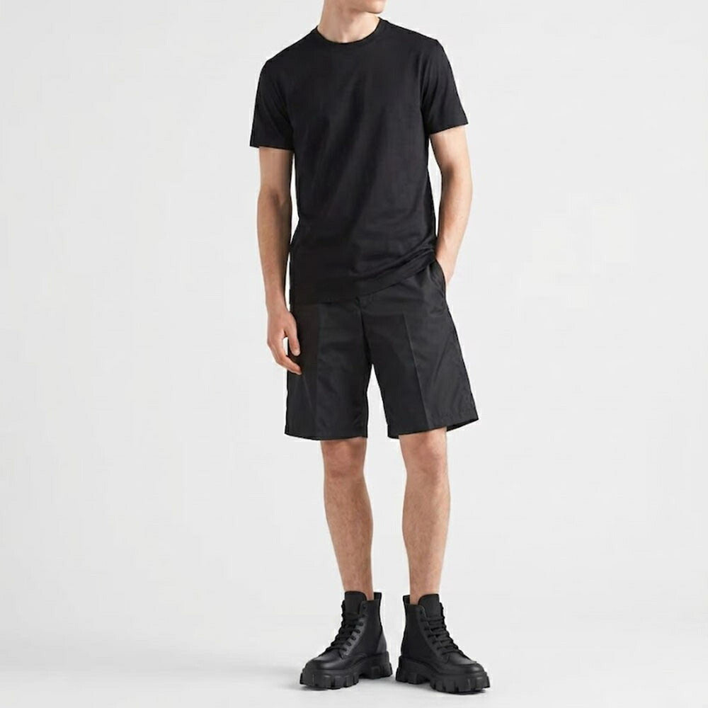 PRADA ショートパンツ メンズ ブラック ハーフパンツ ロゴ SPG32 1WQ8