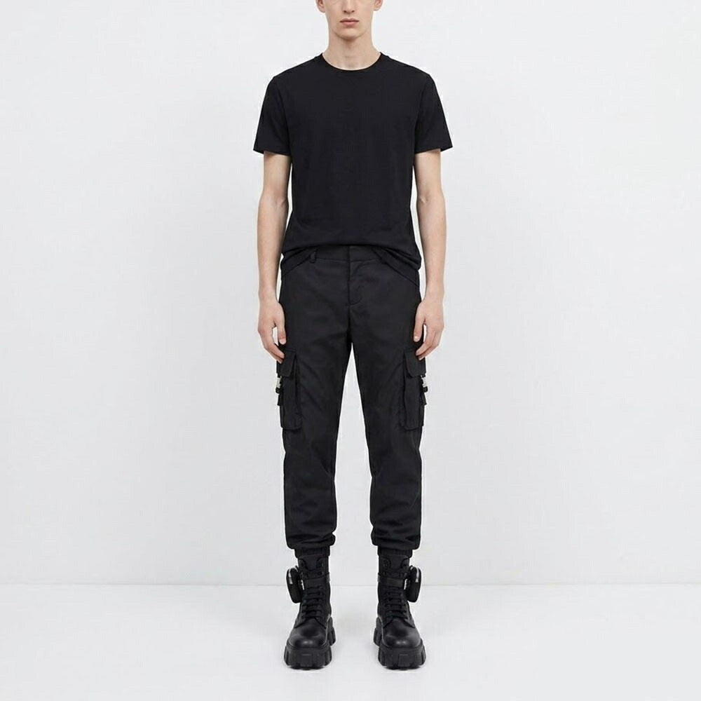 PRADA ロングパンツ メンズ ブラック カーゴパンツ トライアングルロゴ SPH130 1WQ8