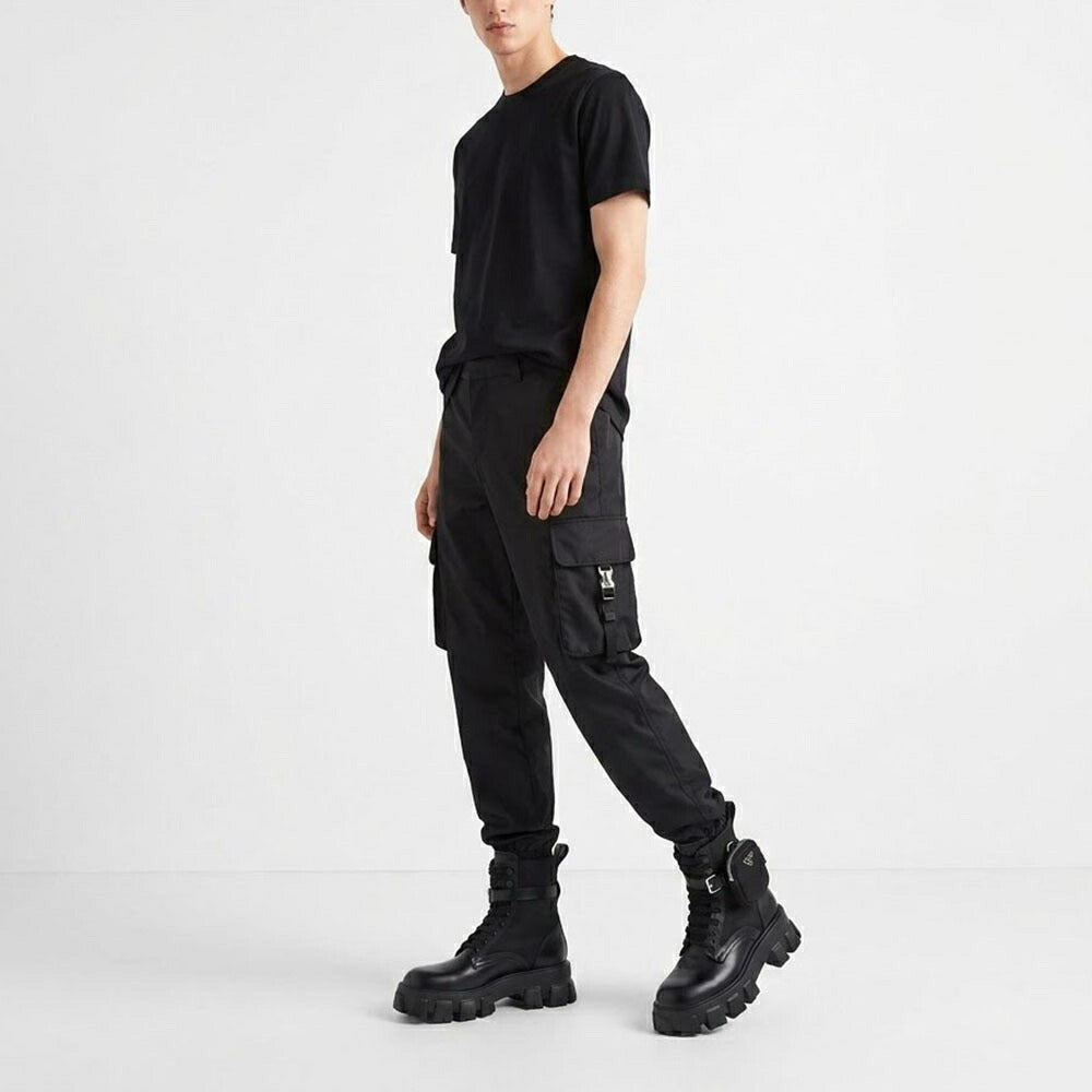PRADA ロングパンツ メンズ ブラック カーゴパンツ トライアングルロゴ SPH130 1WQ8