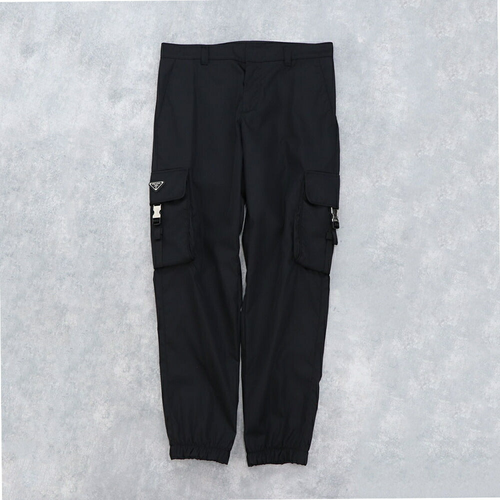 PRADA ロングパンツ メンズ ブラック カーゴパンツ トライアングルロゴ SPH130 1WQ8