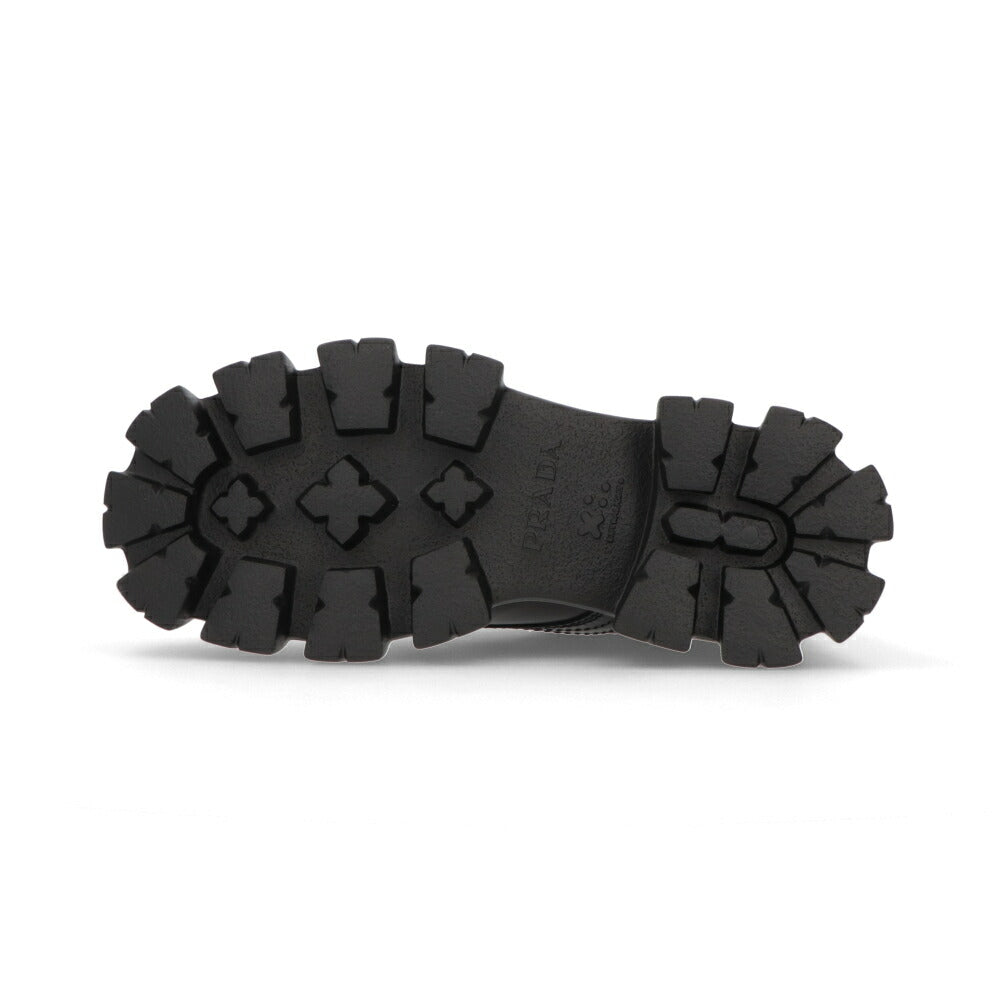 PRADA モノリス ポーチ付 ブラッシュドレザーx Re-Nylon ブーツ ブラック 厚底ブーツ ロゴ ポーチ付き 2UE007 3LFR