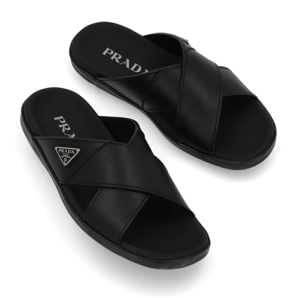 PRADA サンダル クリスクロス ブラック ライドサンダル トライアングルロゴ 2X3111 3LEM