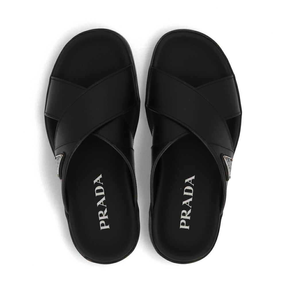 PRADA サンダル クリスクロス ブラック ライドサンダル トライアングルロゴ 2X3111 3LEM
