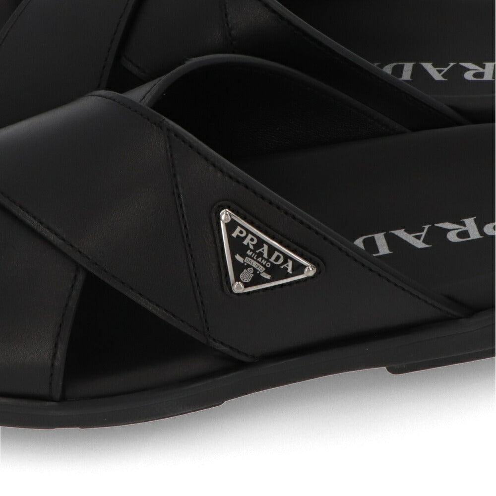 PRADA サンダル クリスクロス ブラック ライドサンダル トライアングルロゴ 2X3111 3LEM