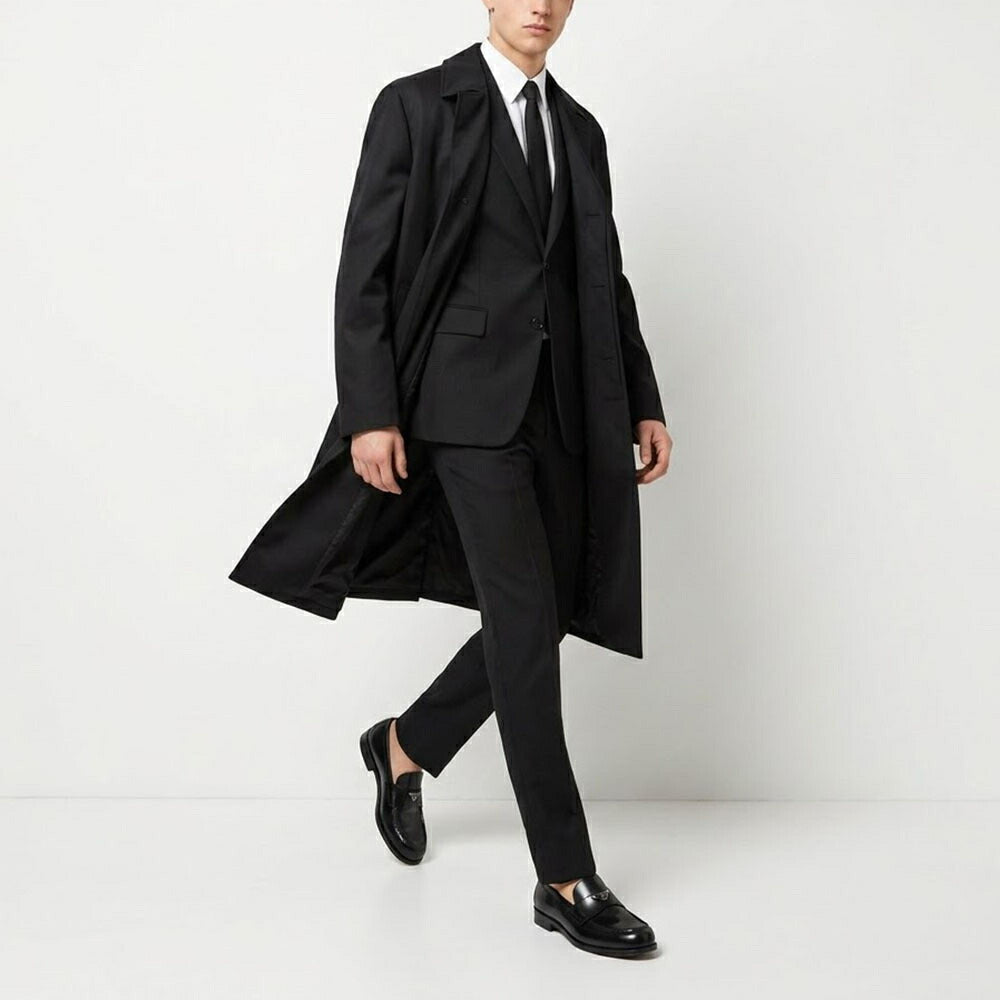 PRADA ブラッシュドレザー ローファー ブラック トライアングルロゴ 2DB201 055