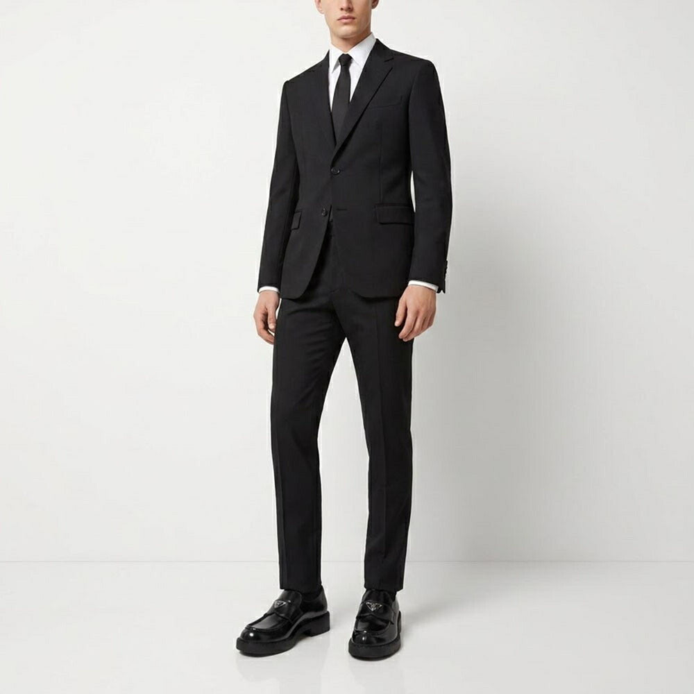 PRADA ブラック 革靴 トライアングルロゴメタル ローファー 2DE127 055