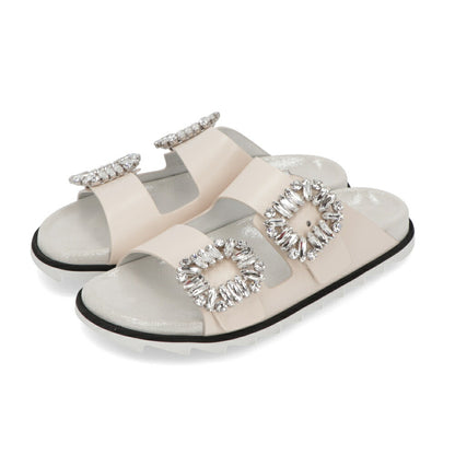 Roger Vivier サンダル GOMMETTINE BALL オフホワイト フラットサンダル ジュエルバックル ヒールなし RVW45818820BSS