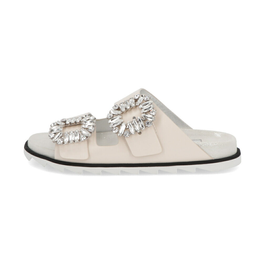 Roger Vivier サンダル GOMMETTINE BALL オフホワイト フラットサンダル ジュエルバックル ヒールなし RVW45818820BSS