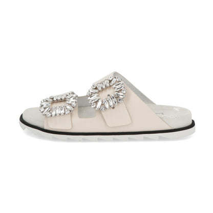 Roger Vivier サンダル GOMMETTINE BALL オフホワイト フラットサンダル ジュエルバックル ヒールなし RVW45818820BSS