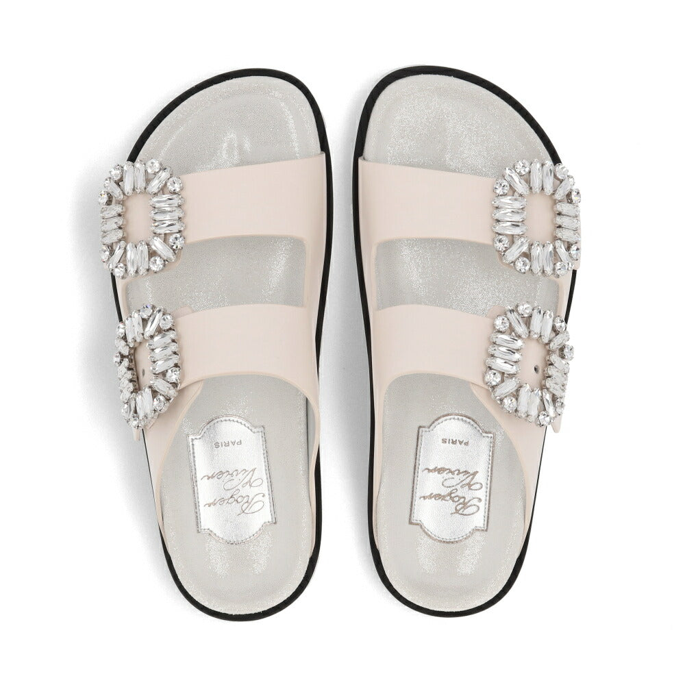 Roger Vivier ロジェ ヴィヴィエ サンダル GOMMETTINE BALL オフホワイト フラットサンダル ジュエルバックル ヒールなし RVW45818820BSS