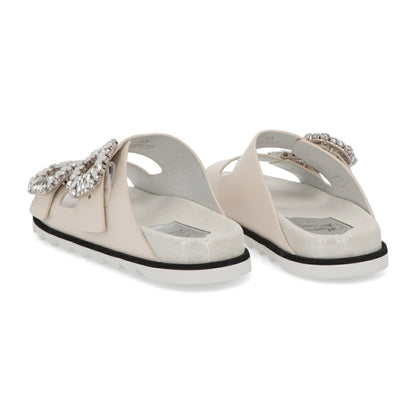 Roger Vivier サンダル GOMMETTINE BALL オフホワイト フラットサンダル ジュエルバックル ヒールなし RVW45818820BSS