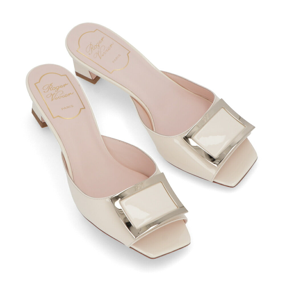 Roger Vivier サンダル ブラック クリーム グレージュ オープントゥ ミュール ヒールあり RVW74839190D1P