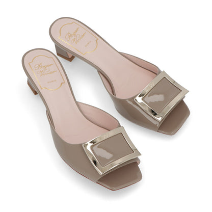 Roger Vivier サンダル ブラック クリーム グレージュ オープントゥ ミュール ヒールあり RVW74839190D1P