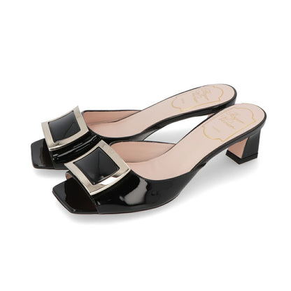 Roger Vivier サンダル ブラック クリーム グレージュ オープントゥ ミュール ヒールあり RVW74839190D1P