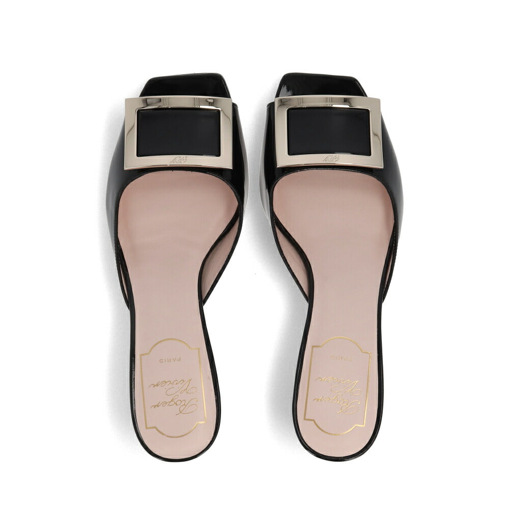 Roger Vivier サンダル ブラック クリーム グレージュ オープントゥ ミュール ヒールあり RVW74839190D1P