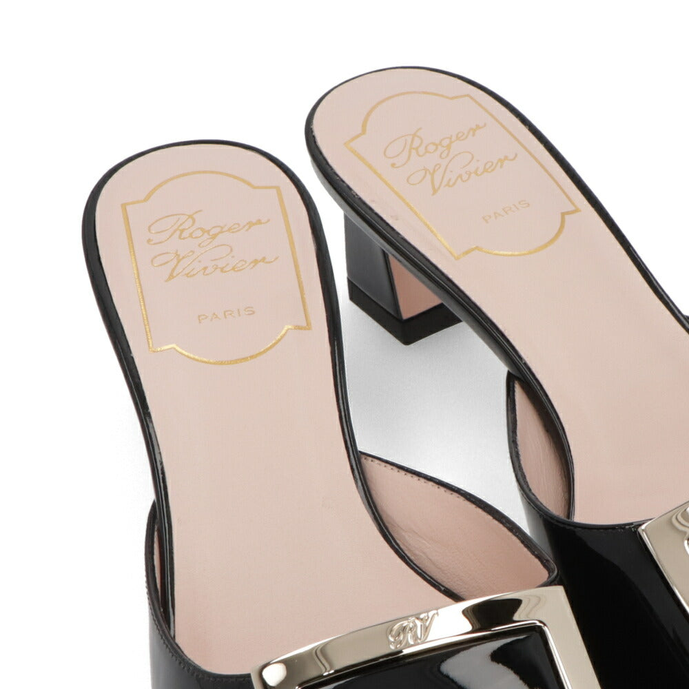 Roger Vivier サンダル ブラック クリーム グレージュ オープントゥ ミュール ヒールあり RVW74839190D1P