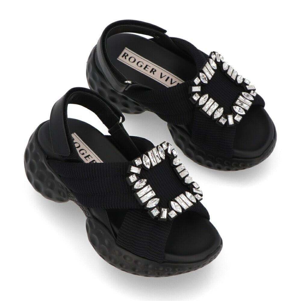 Roger Vivier サンダル ブラック ビジュー ラバーソール ヒールなし RVW66733560DX2