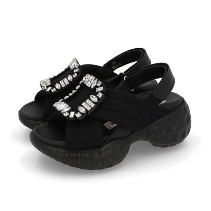 Roger Vivier サンダル ブラック ビジュー ラバーソール ヒールなし RVW66733560DX2