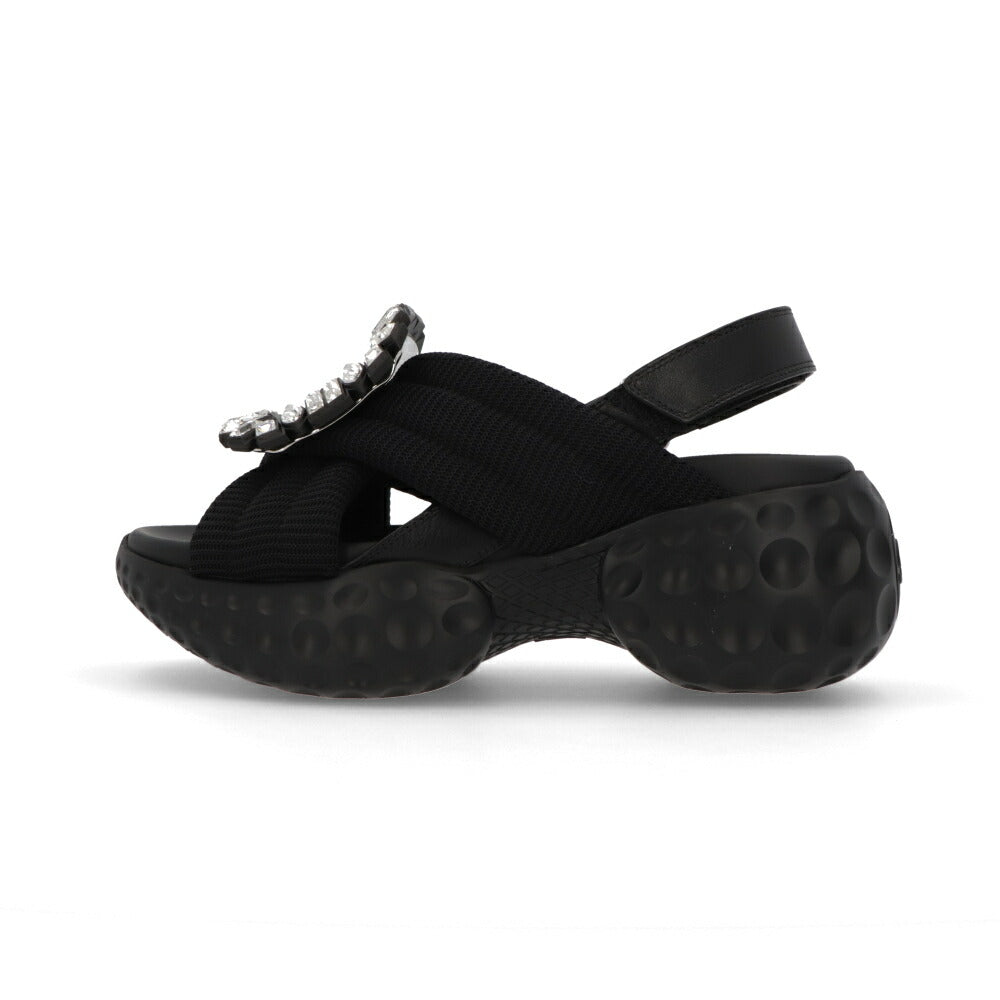 Roger Vivier サンダル ブラック ビジュー ラバーソール ヒールなし RVW66733560DX2