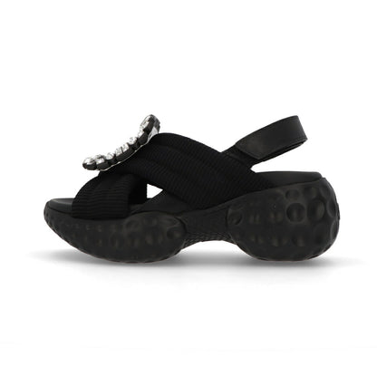 Roger Vivier サンダル ブラック ビジュー ラバーソール ヒールなし RVW66733560DX2