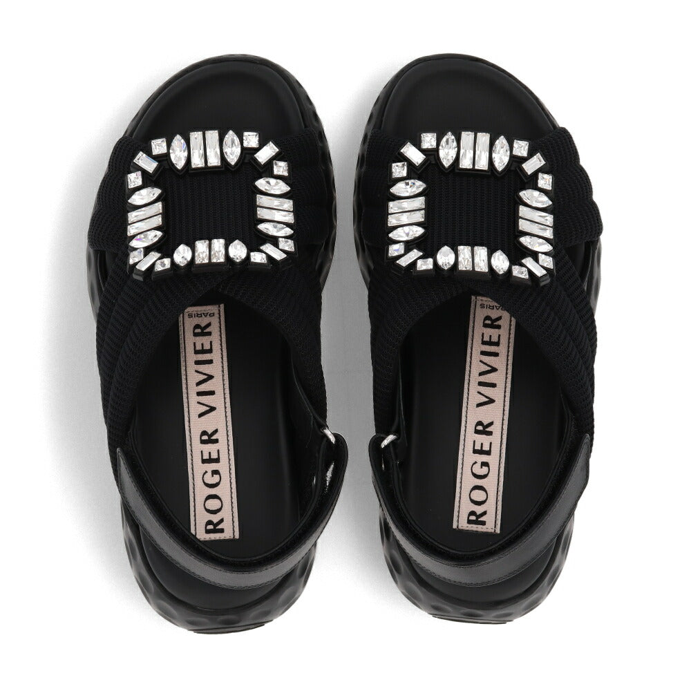 Roger Vivier サンダル ブラック ビジュー ラバーソール ヒールなし RVW66733560DX2