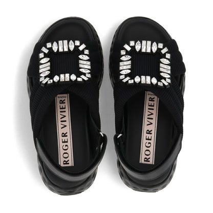 Roger Vivier サンダル ブラック ビジュー ラバーソール ヒールなし RVW66733560DX2